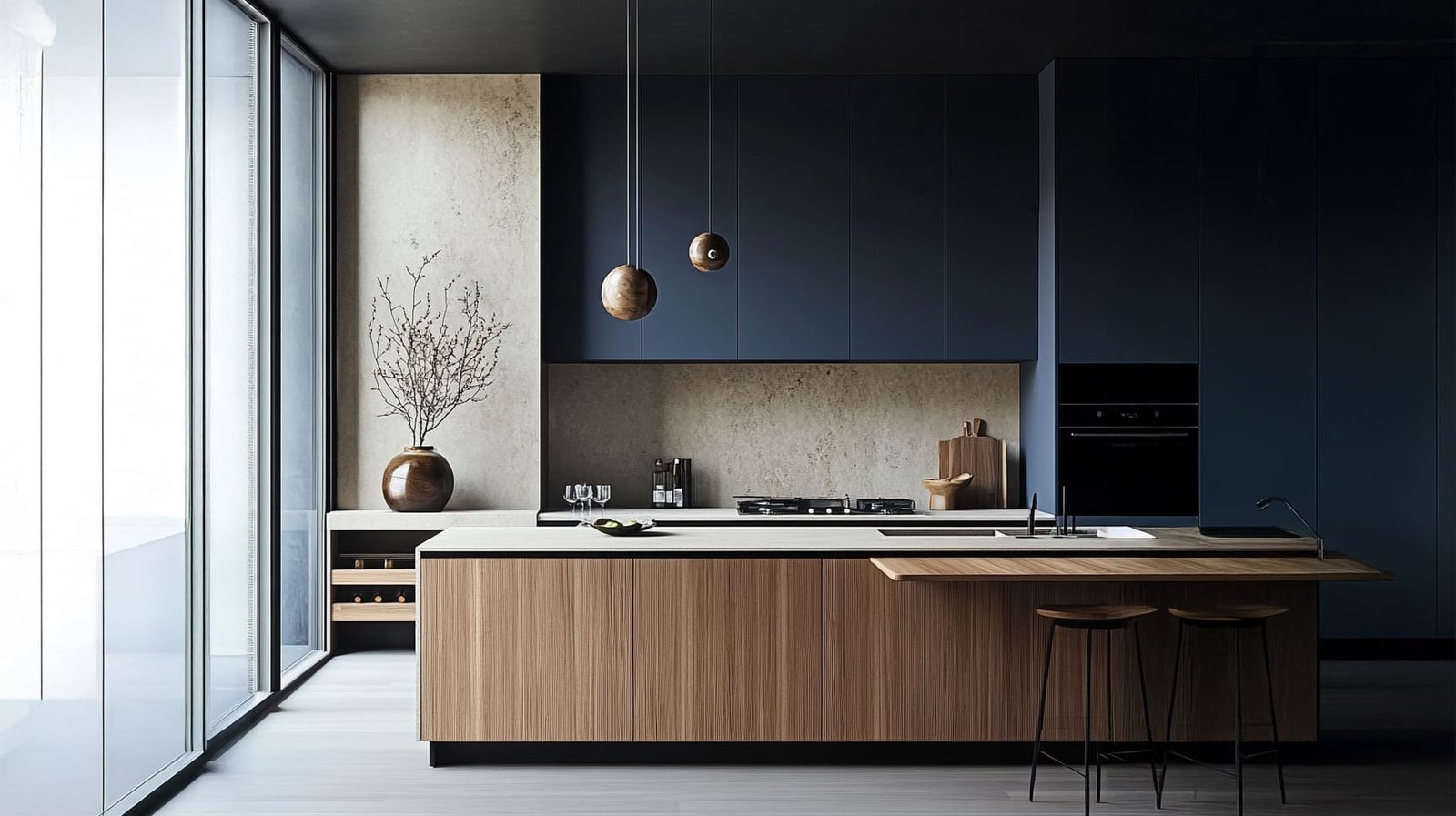 Max World Super-Matte | Travertine | Oak - Modern Kitchen Cabinet design